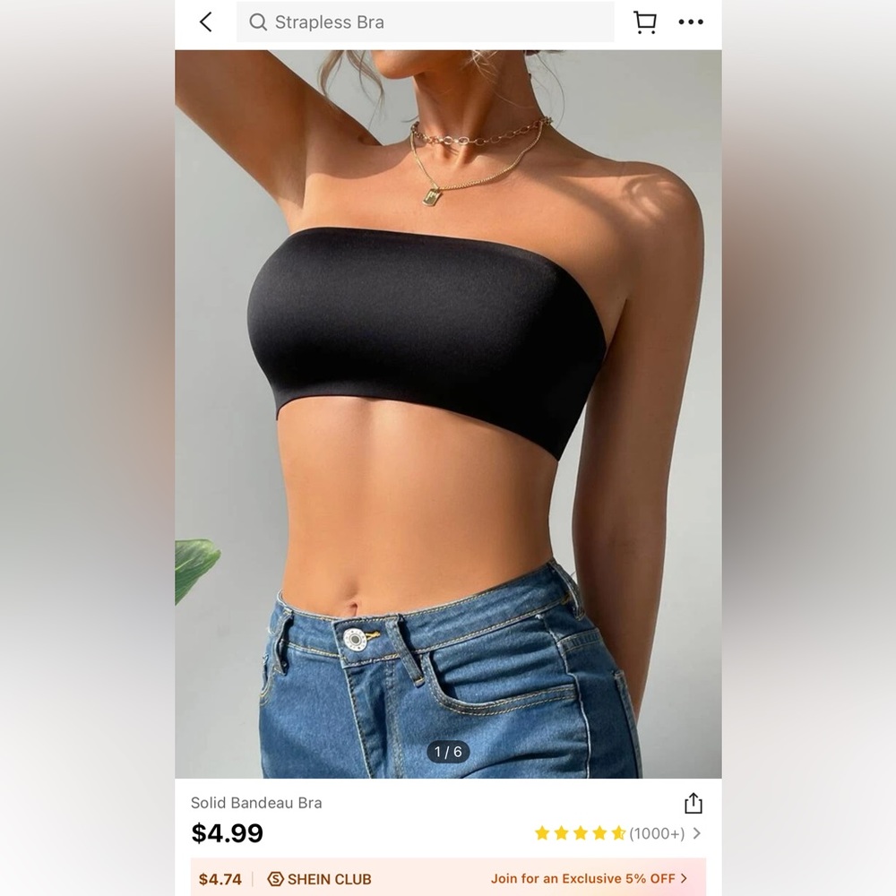 XL black SHEIN bandeau bra never been worn